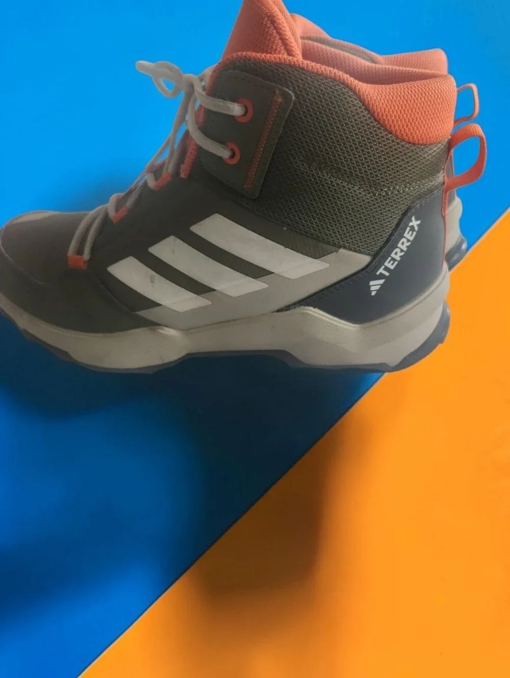 Adidas Kids' Gray & Orange Mid-Top Hiking Shoes- Size 5.5 US